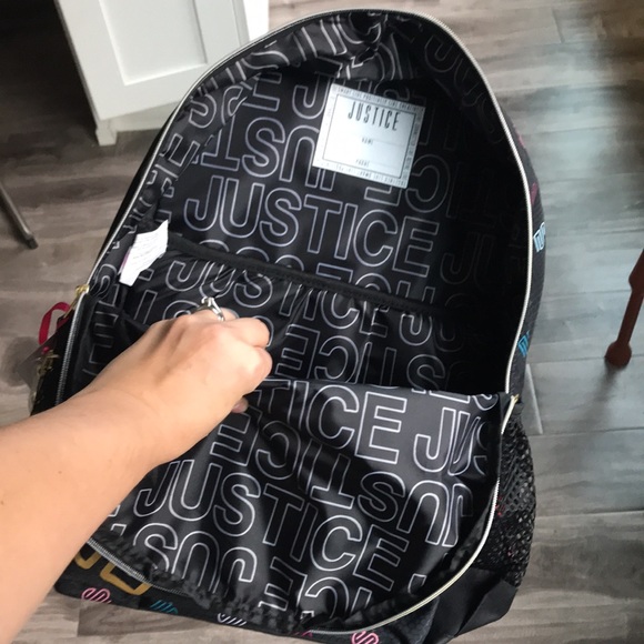 🌟HOST PICK🌟 JUSTICE sport girls backpack in black hearts - NEW with tags - Picture 9 of 12